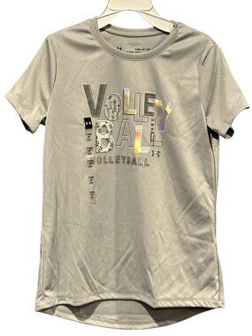 Under Armour Youth Volleyball Graphic T-Shirt HeatGear Loose Fit Gray YSM